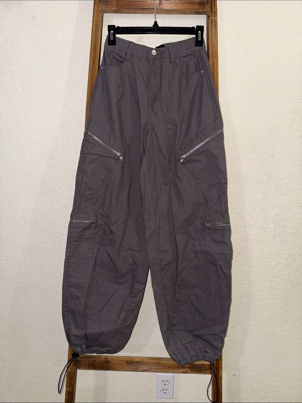 Fashion Nova Gray Wide Leg Cargo Jumpsuit Pants